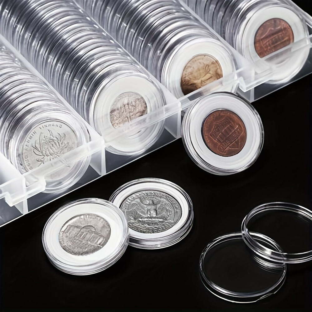 Boîte de rangement de pièces de monnaie 30mm porte-monnaie en boîte ronde  transparente Capsules en plastique vitrines organisateur pour fournitures  de collecte de pièces