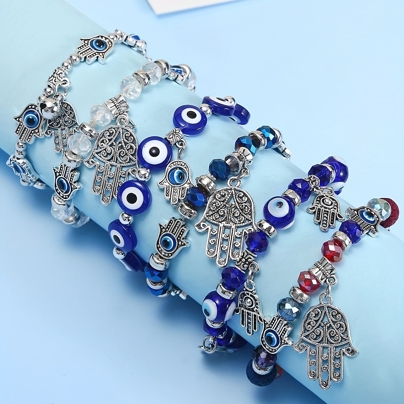 Adorno colgante de pared azul turco de ojo turco – Cuentas de Nazar turco –  Ojo Turco – Juego de 3 dijes de protección contra el mal de ojo – Amuleto