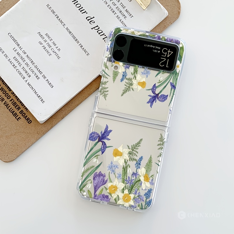 Funda para Samsung Galaxy Z Flip 4 con protección de bisagra, funda con  correa floral Kawaii para Galaxy Z Flip 4, bonita funda de pulsera para  niñas