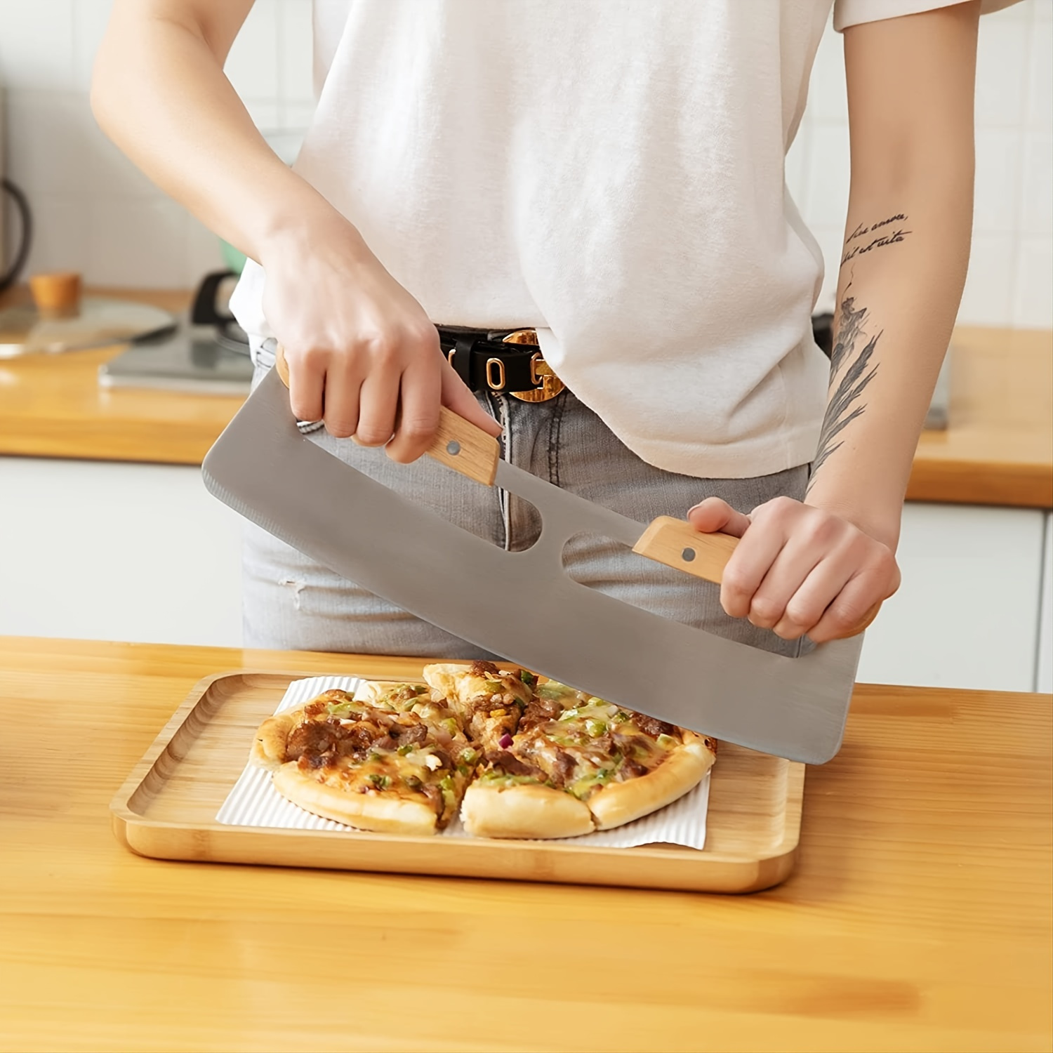 Cortador de queso de acero inoxidable, multiusos, tabla de cortar queso y  cortador de alimentos con hoja de 4 pulgadas, 5 x 8 pulgadas con escala de