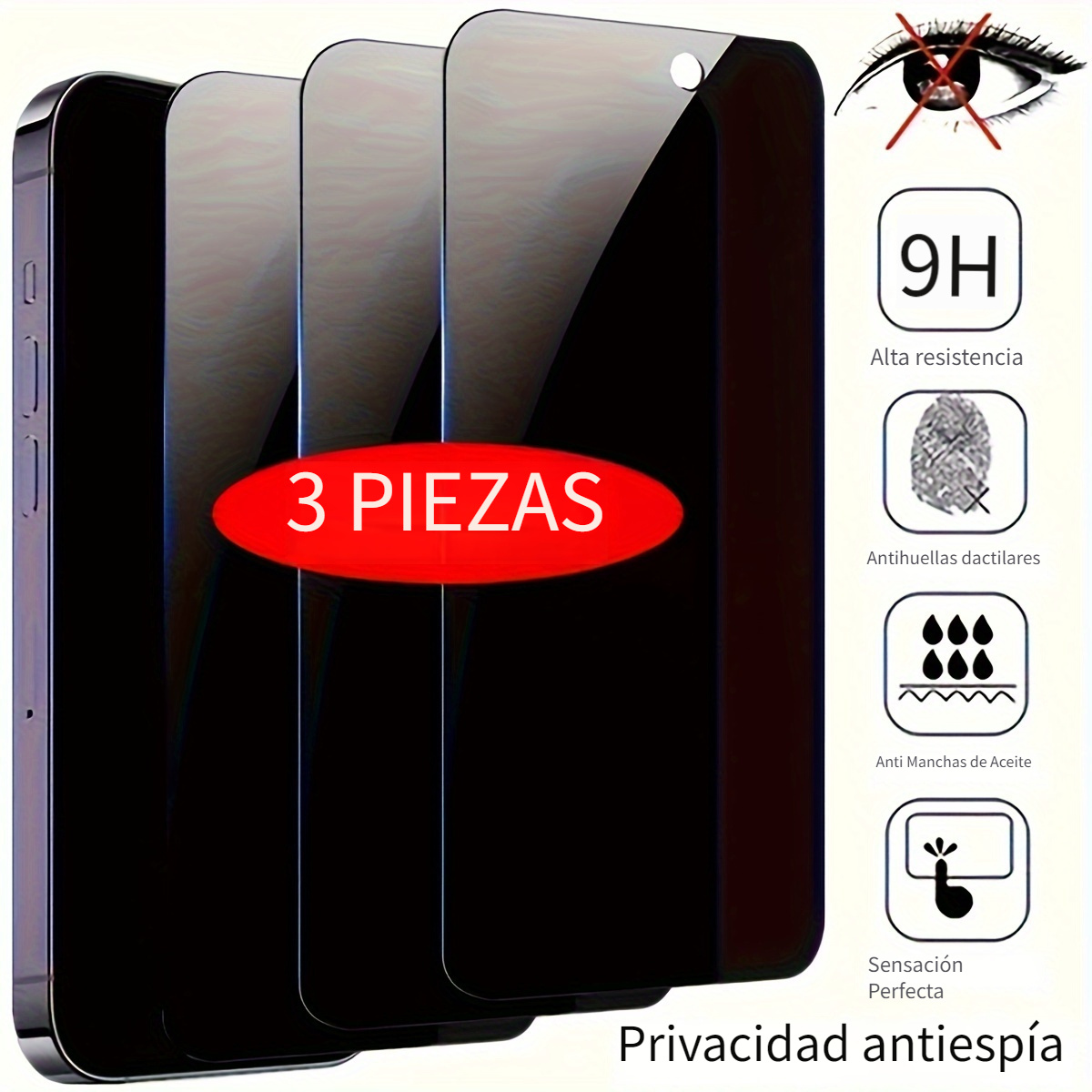 Protector de pantalla de vidrio templado oscuro 9H antiespía para iPhone  13/13 Pro, protector de pantalla de privacidad [antiespía] cobertura  completa