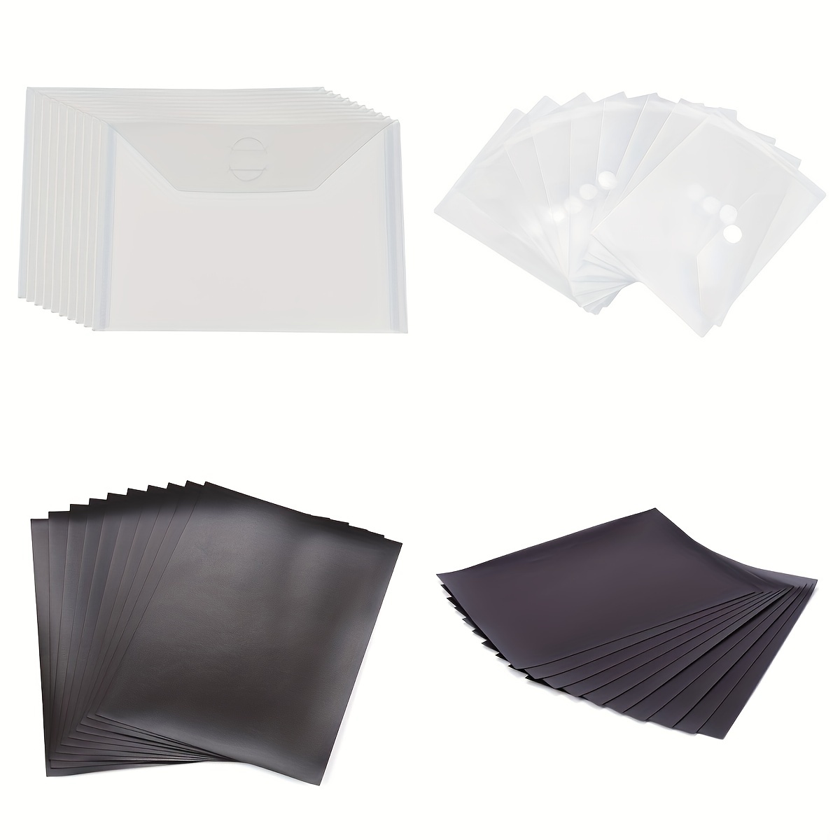 5pcs Large A5 Size Clear Plastic Small Envelopes with Hook & Loop Ploy  Envelope for Receipe/