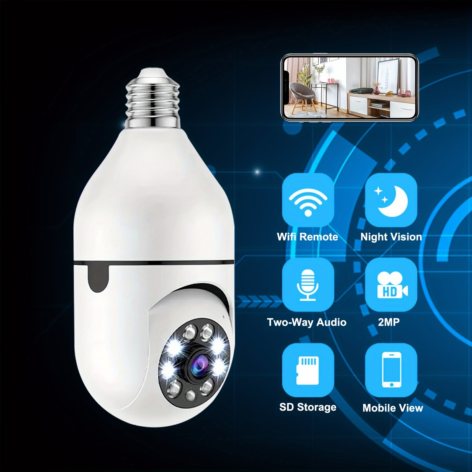 Wireless Light Bulb Security Camera Telecamere Esterne - Temu Italy