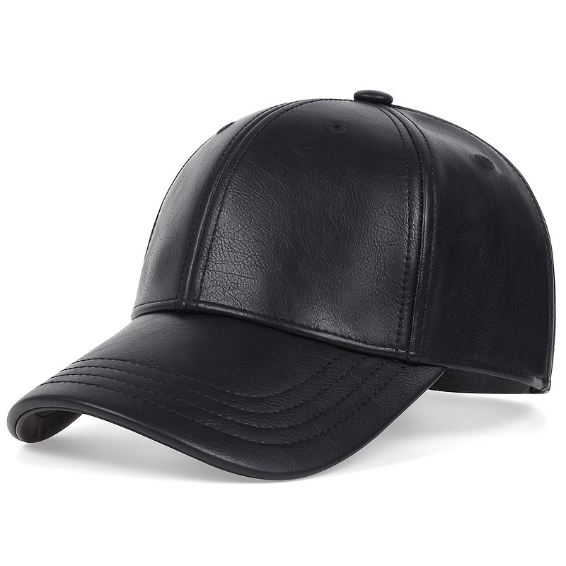 Men's Leather Baseball Cap Winter Warm Vintage Outdoor Sports Hats  Adjustable
