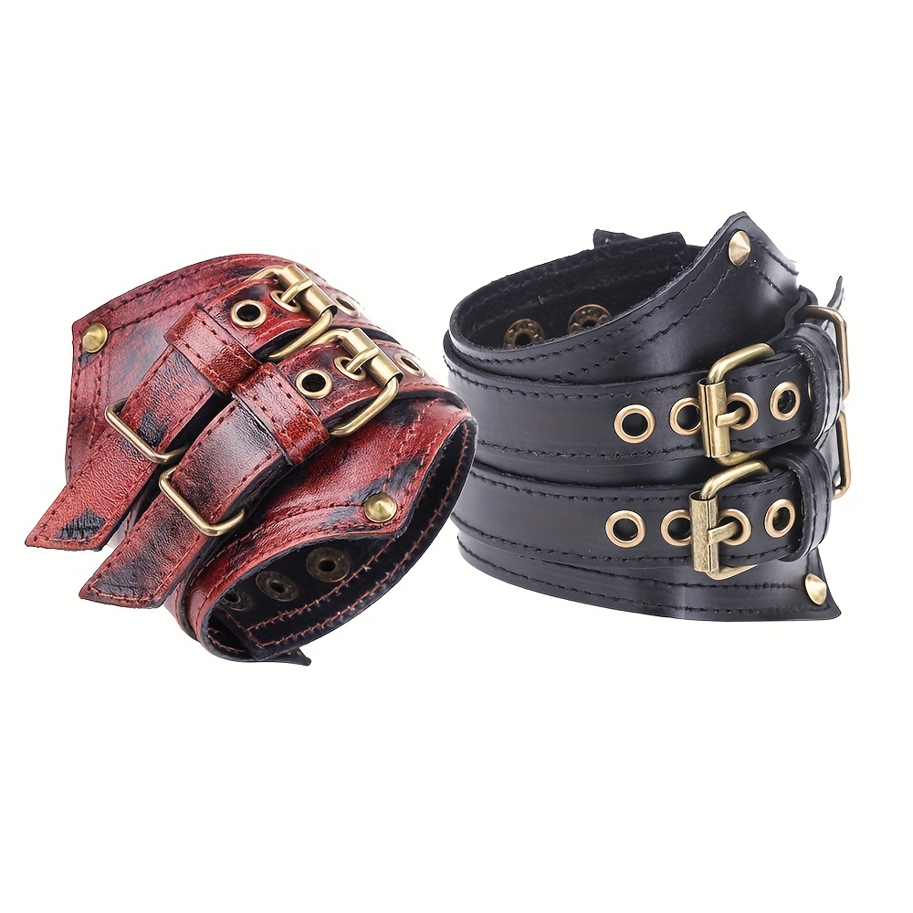 Ymiko Braided Bracelet Split Leather Pin Buckle Hand‑Made Vintage Skull  Wrist Jewelry,Hand‑Made Bracelet,Braided Leather Bracelet 