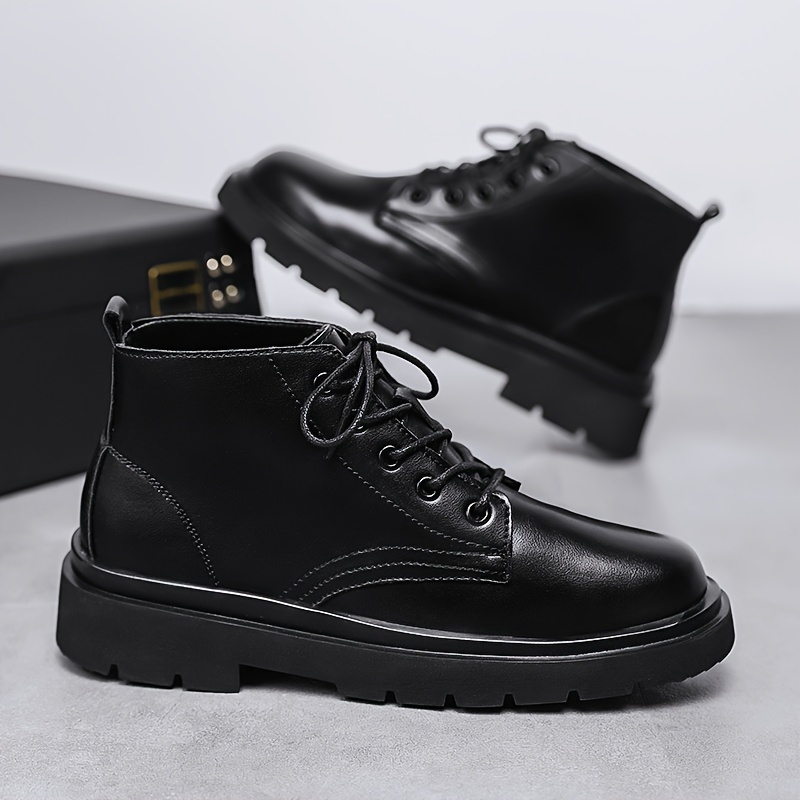 WYOERN Botas de hombre Botas negras Botas populares para hombres Moda para  hombres Zapatos casuales con cordones para exteriores Zapatillas de deporte  para hombres (Color : Black, Size : 7.5) : 