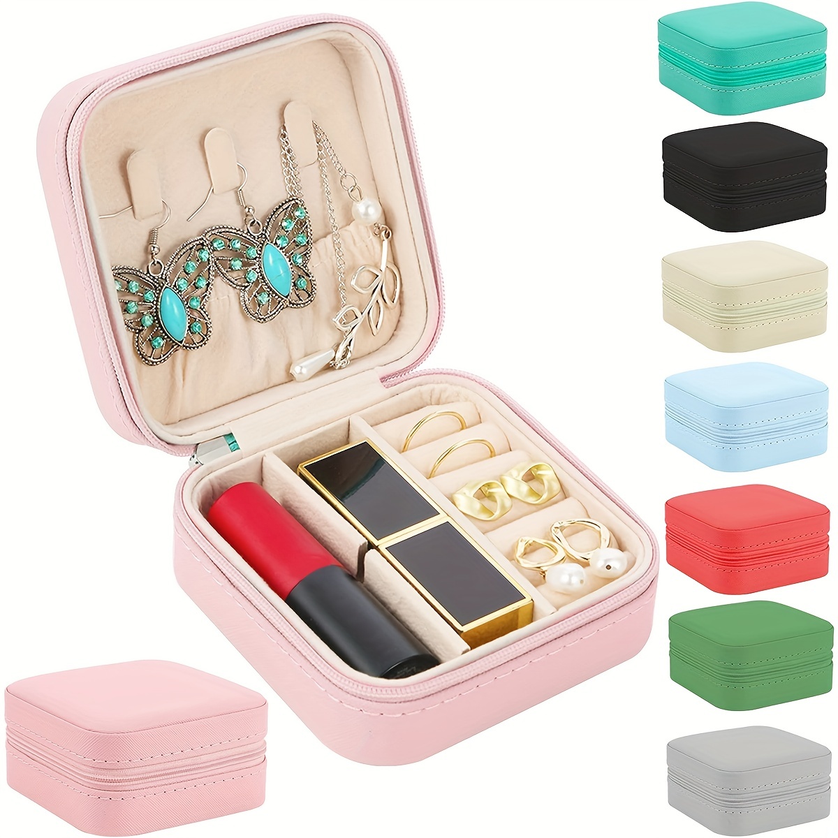 Mini Jewelry Box With Mirror, Portable Travel Jewelry Case, Holder