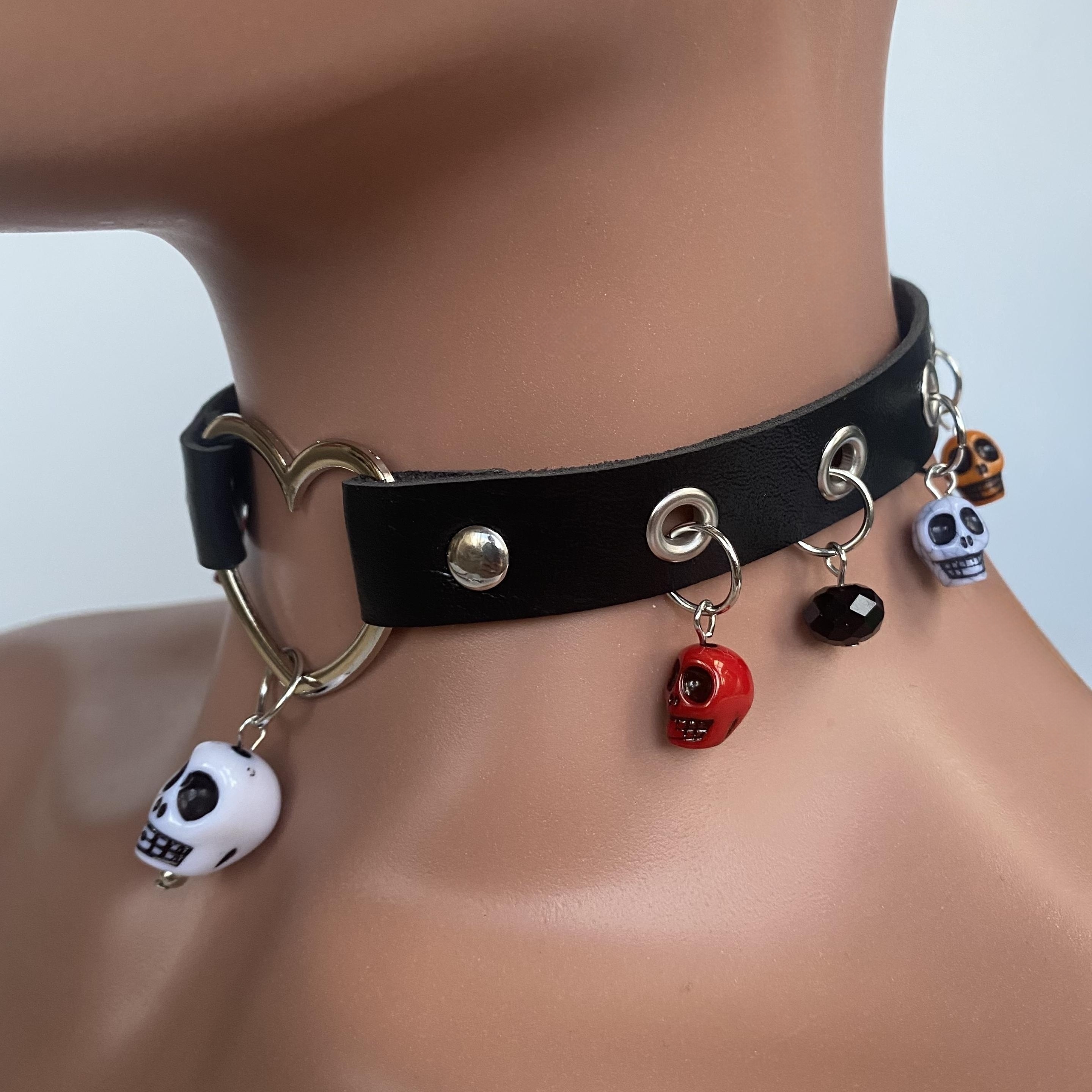 1pcs Choker Necklace Sexy Choker Punk Gothic Collar Leather Round Studded  Women Jewelery Xmas Cosplay Fashion Gift