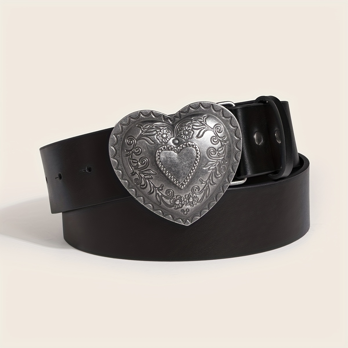 Cute Heart Buckle Wide Belts Candy Color Casual Leather Belt - Temu