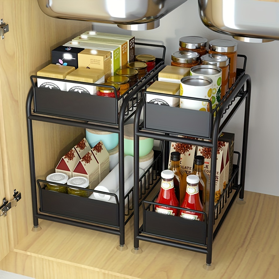 Organizador de cajones de especias para armarios de cocina, estante  metálico plateado de 4 niveles para tarros de especias, almacenamiento de  botellas