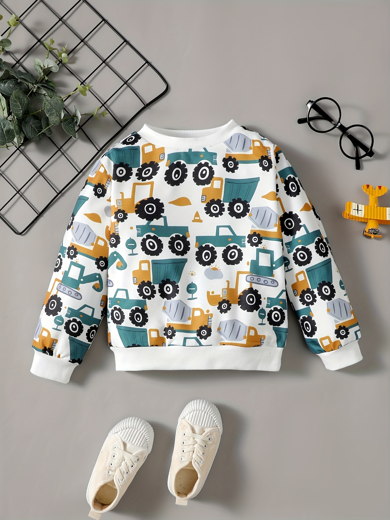 Toddler Baby Boy Girl Sweater Checkerboard Knit Crewneck