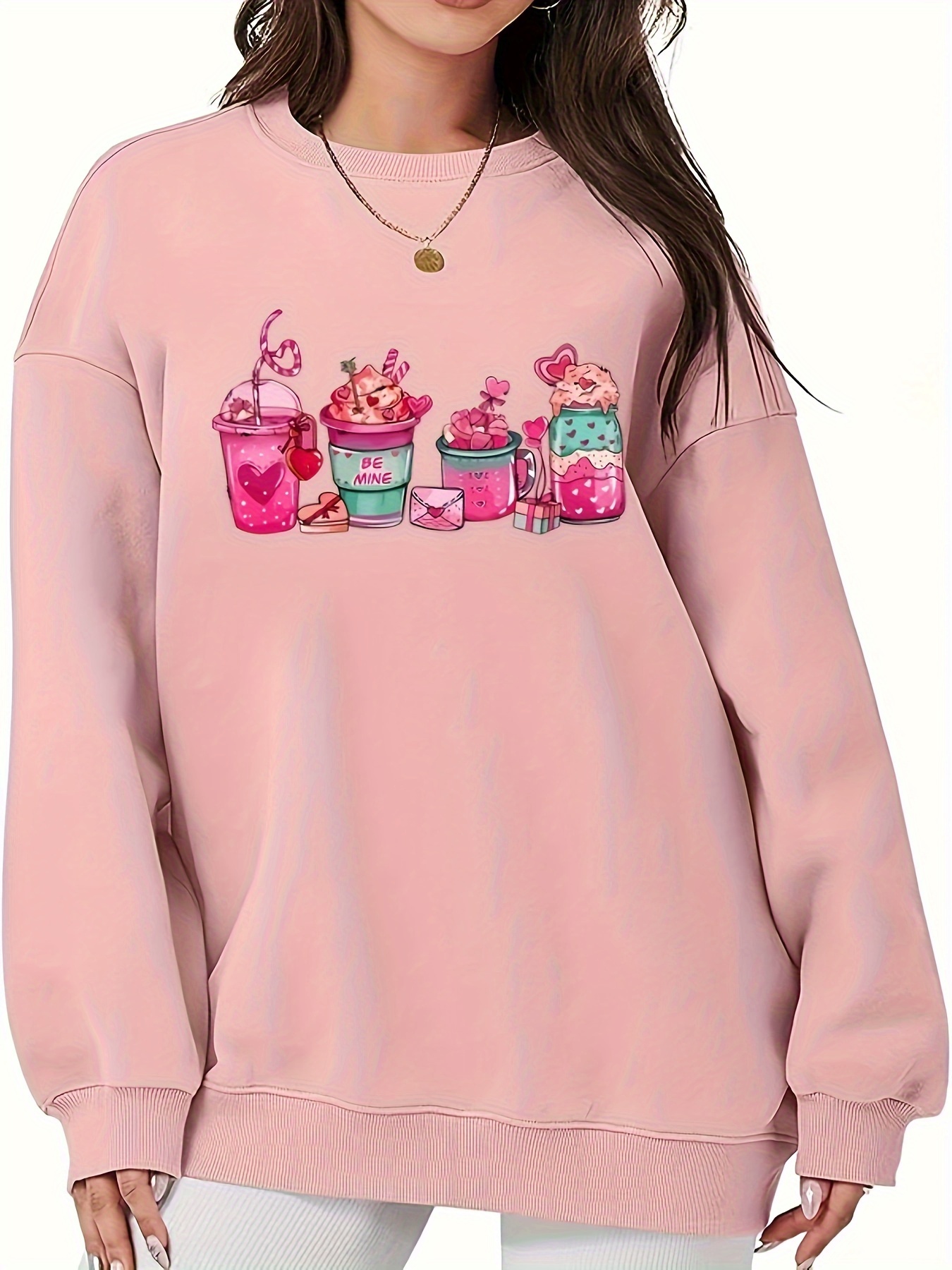 DUMUIELD Women's Plus Size Valentines Day Sweatshirt Women's Plus