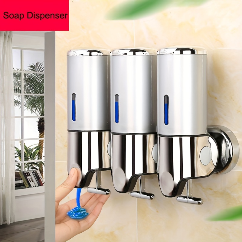 1pc Dispenser Sapone A Tre Teste A Parete Dispenser Sapone - Temu