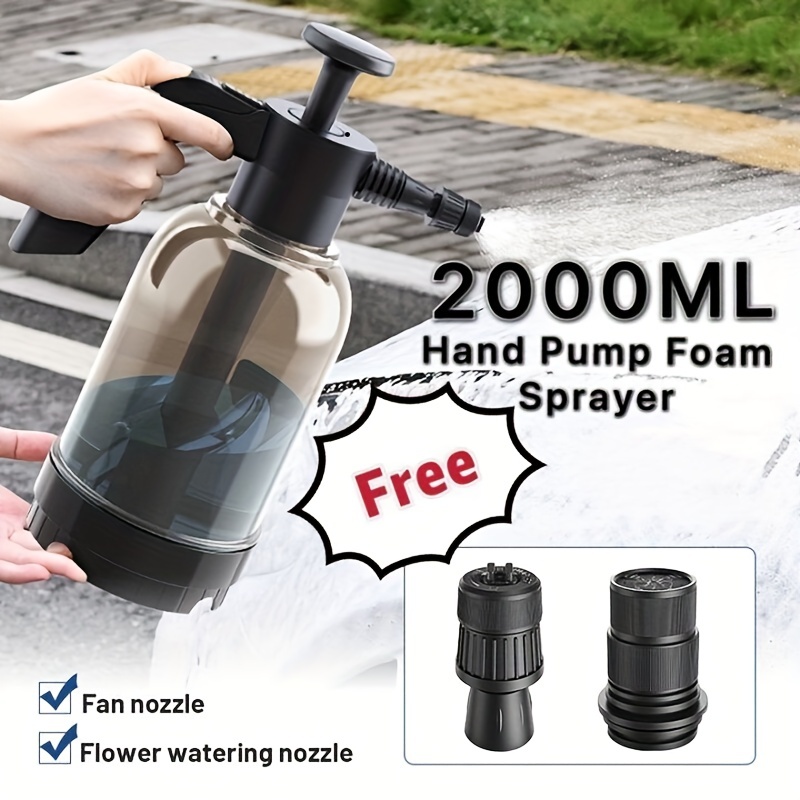 2L Hand Pump Foam Sprayer With 2 Types Of Nozzle Hand Pneumatic Foam Cannon  Snow Foam Car Wash Spray Bottle Car Home Window Cleaning