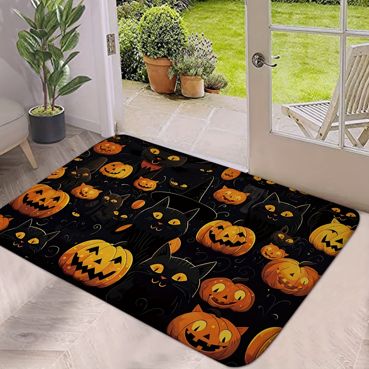 Black Pumpkins Door Mat - Non-slip Floor Mats Indoor Outdoor Entrance Carpet  - Halloween Decor Rug - Temu