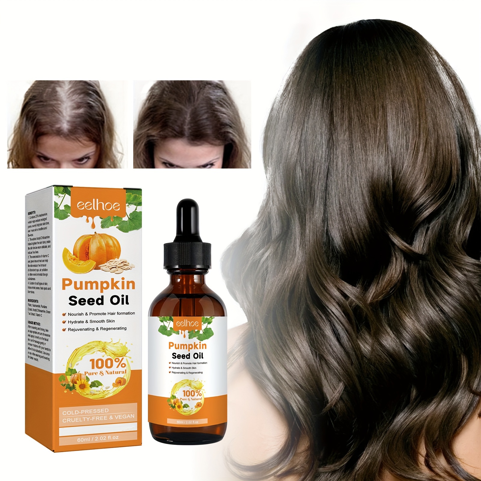 Cold Pressed Pumpkin Seed Carrier Oil for Hair and Skin, 200ml