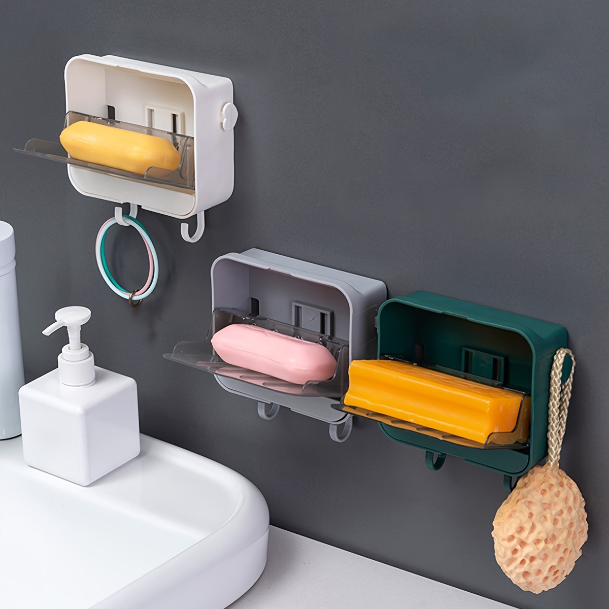 Wall Mount Soap Box Shell Shape Quick Drainage Soap Dish for Shower  Bathroom Adhesive Soap Dish Bar Soap Holder Punch-Free Soap Holder Acrylic  Bathroom Soap Dishes Coffee 