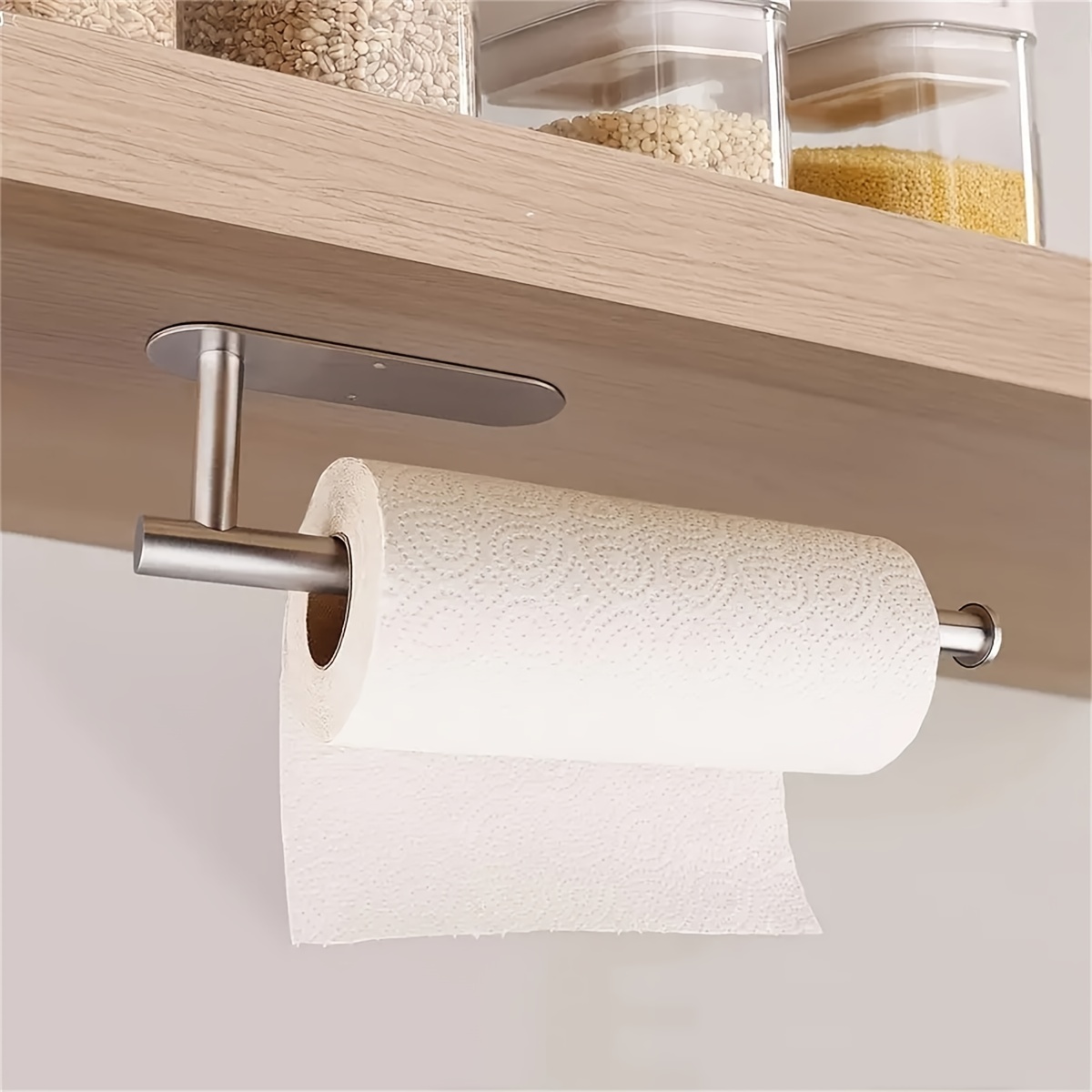 mDesign Over Cabinet Paper Towel Holder with Multi-Purpose Shelf - Chrome