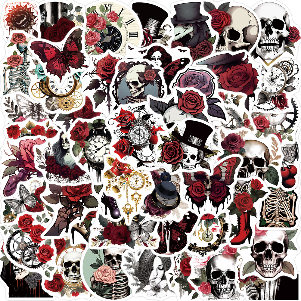 Dark Gothic Punk Skull Graffiti Stickers - Perfect For Laptops