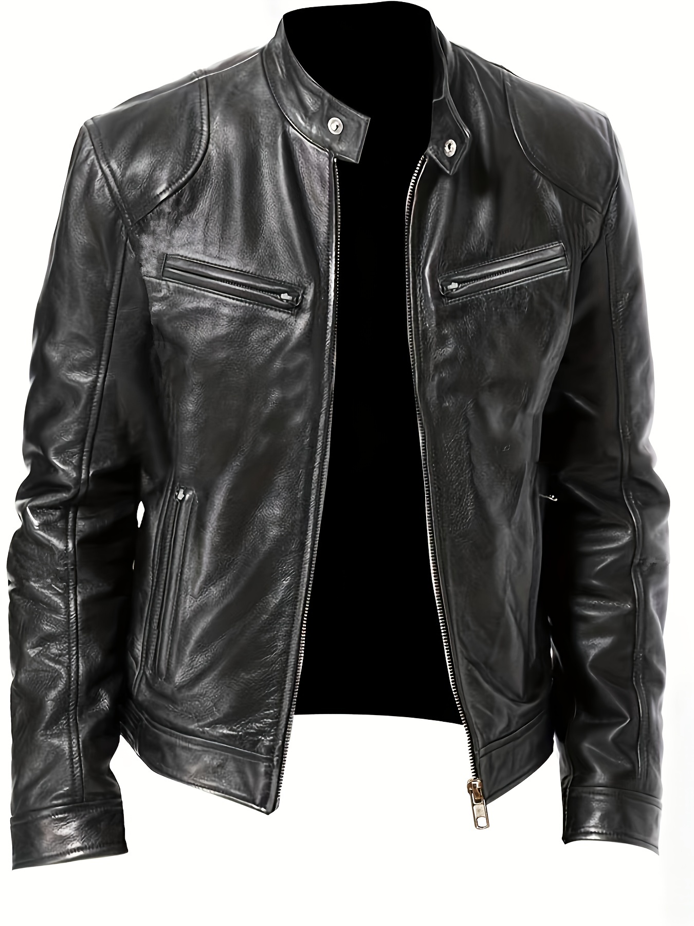 Zipper Faux Leather Vest Street Wear Sleeveless Moto Jacket - Temu Canada