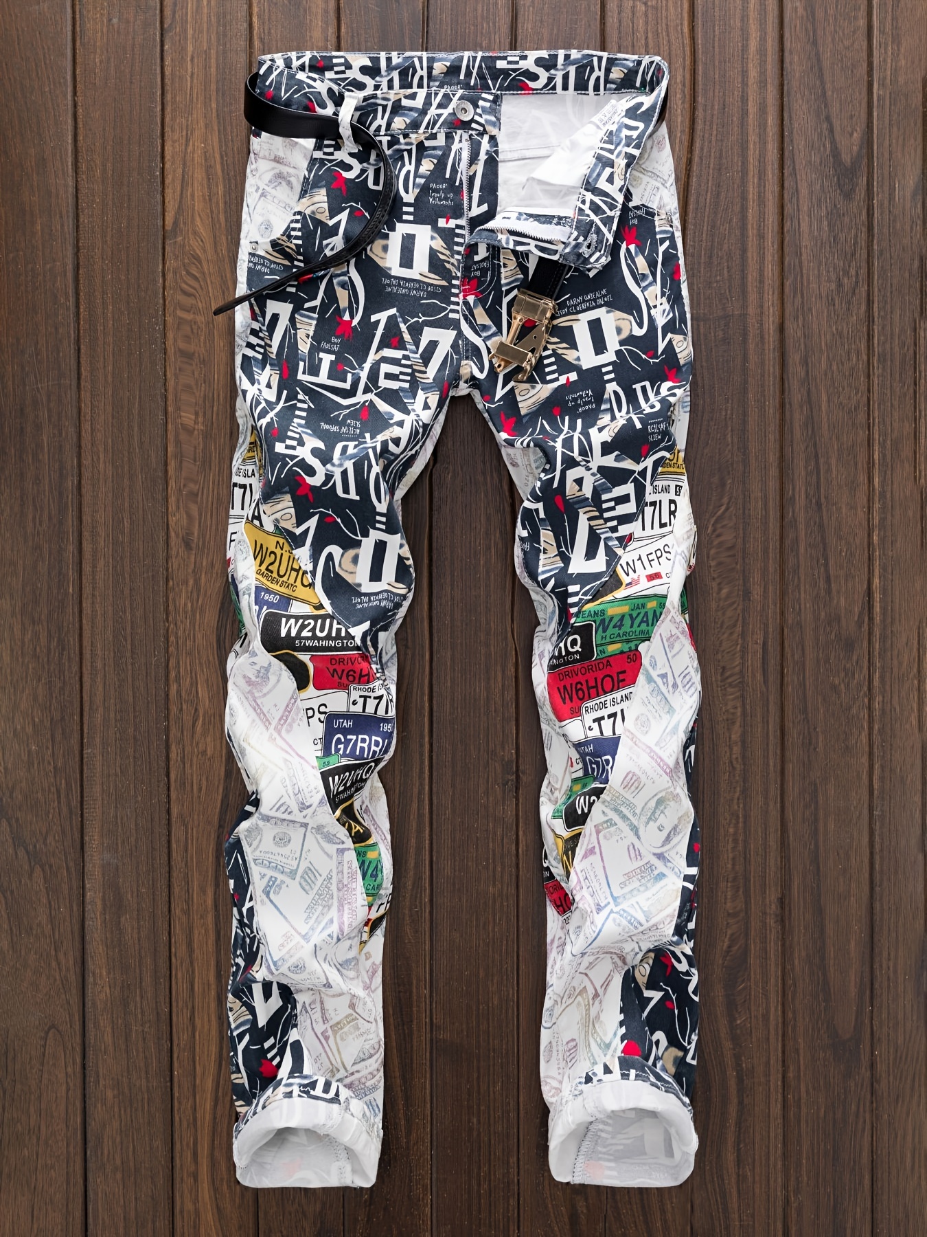 Letter Print Hip Hop Style Baggy Jeans, Men's Kpop Casual Vintage Street  Style Denim Pants
