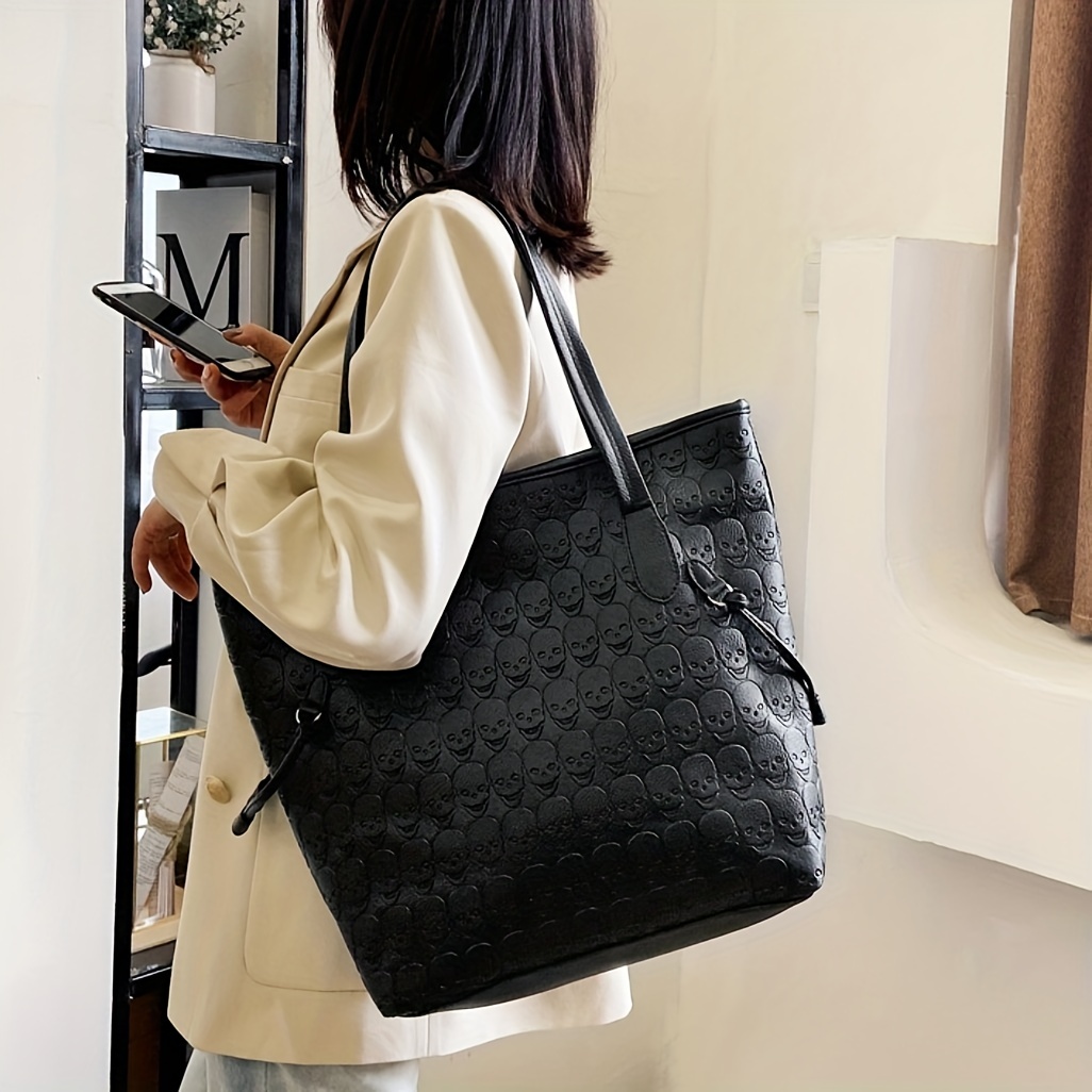 Vintage Women's Elegant Handbags Large Capacity Black Y2k Shoulder PU  Leather Tote Bag Ladies Designer Casual Grunge Crossbody