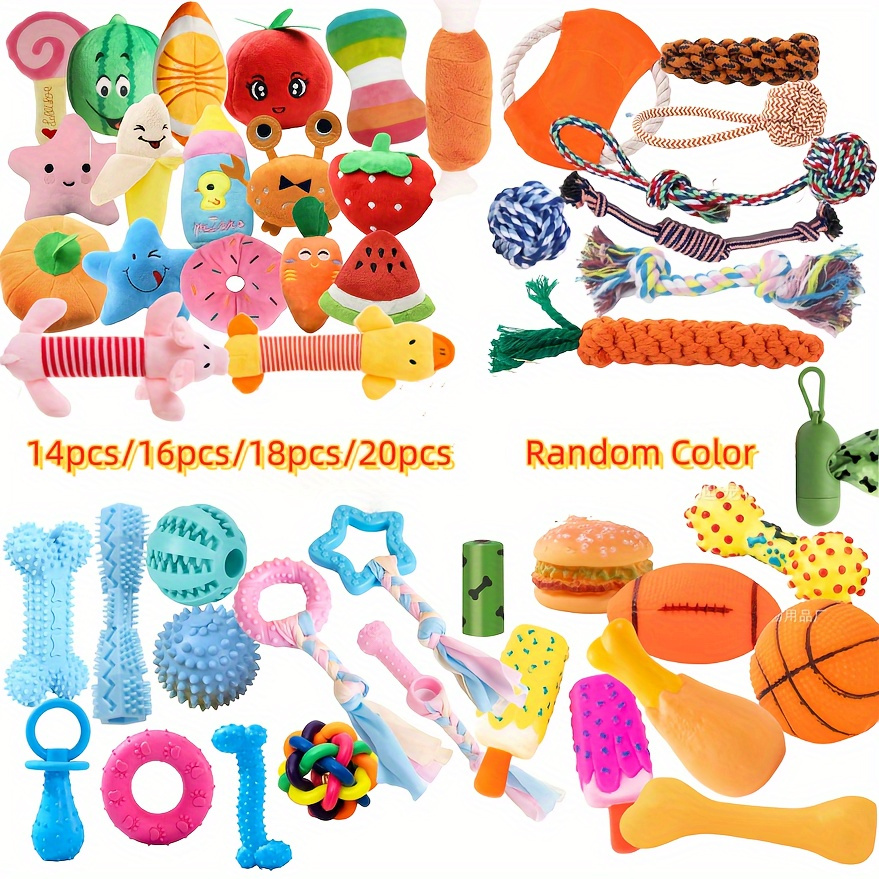 Dog Toys Assorted Play Bundle Puppy Pet Ropes Chew Squeaky Fetch Balls  Training