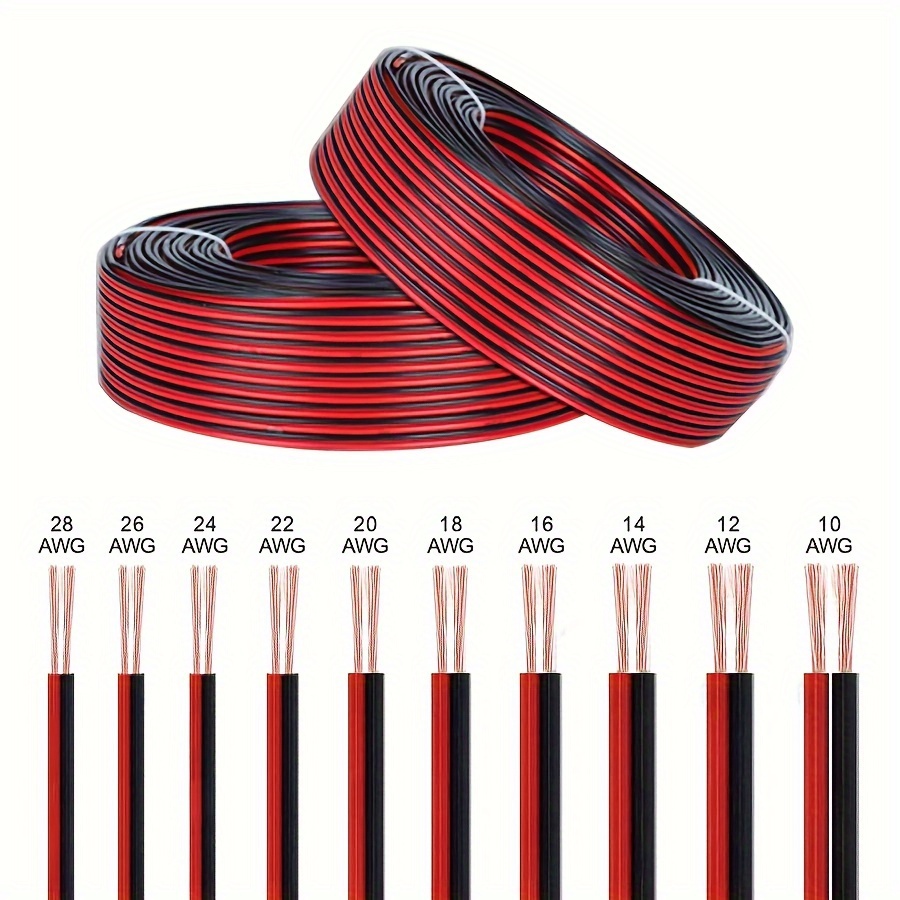 2 Conductor Parallel Silicone Wire 30AWG 30 Gauge Red Black Electrical Wire Tinned Copper Spool 10m/33ft, Size: 30AWG,33ftx0.03 inch