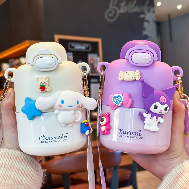 Kawaii Sanrio Hello Kitty Ins Bouncing Cover Thermo Cup Anime Cinnamoroll  Kuromi Straw Water Cup Cute Cartoon Portable Girl Gift - AliExpress