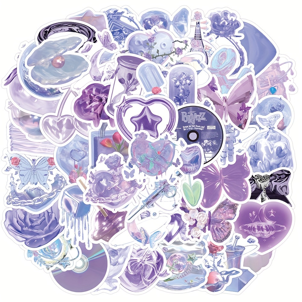 50 PCS Midnight Magic Fantasy Stickers Kawaii Water Bottle Stickers for  Kids Teen Girls Purple Stickers Aesthetic Cute Stickers for Laptops Journal
