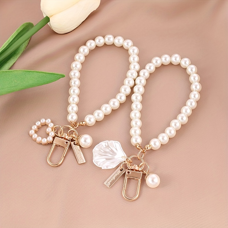 Fluffy Puff Ball Keychain With Pearl From Uniqueonecarat123, $1.19