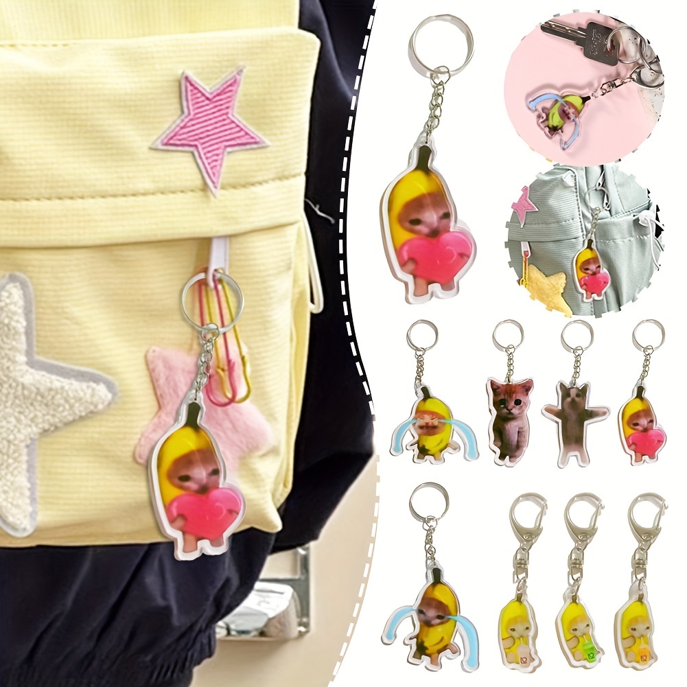 Mini Battledore Love Webbing Pendant Key Ring Holder Keychain Hanging Bag  Decor-Pink - Pink