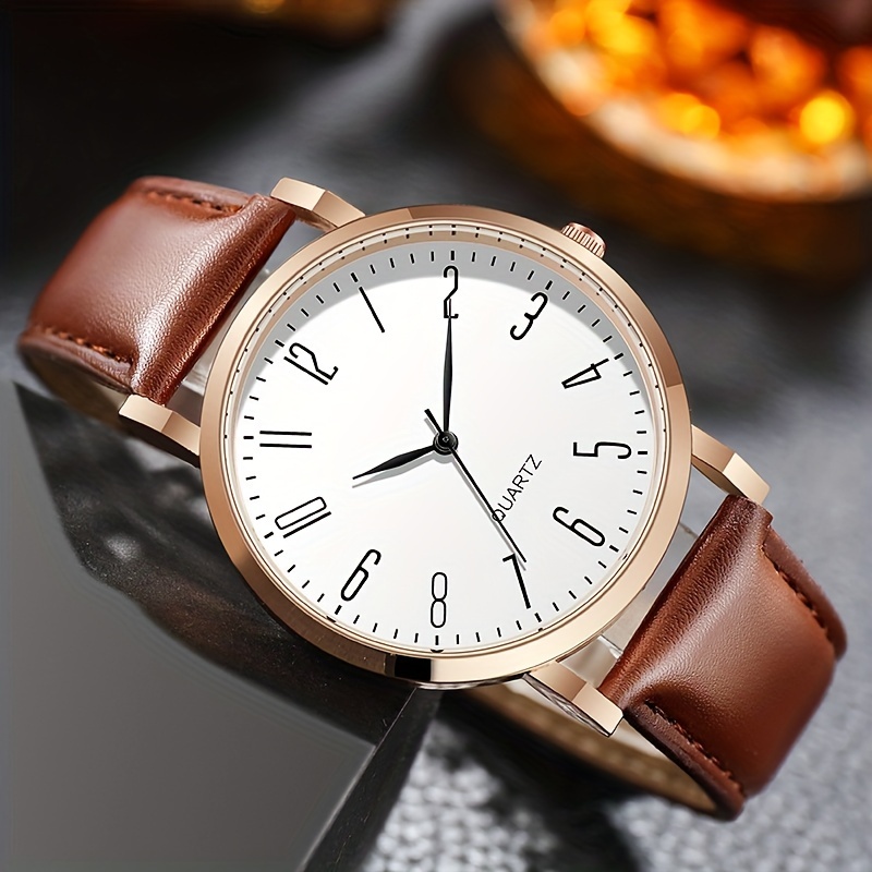 Tonneau Minimalist Quartz Watch Women's Vintage Dress Watches Thin Synthetic Leather Strap Wrist Watch,Ladies Watch,Temu