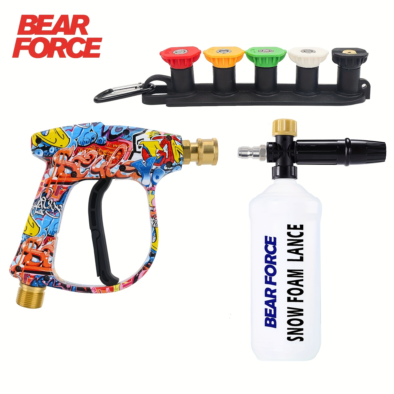 Pressure Washer Gun Snow Foam Lance Cannon Foam Blaster, with 5 Pcs  Pressure Washer Nozzle Tip, 3000 PSI Jet Wash Gun, M22-14 mm and 3/8 Quick  Inlet Connector 