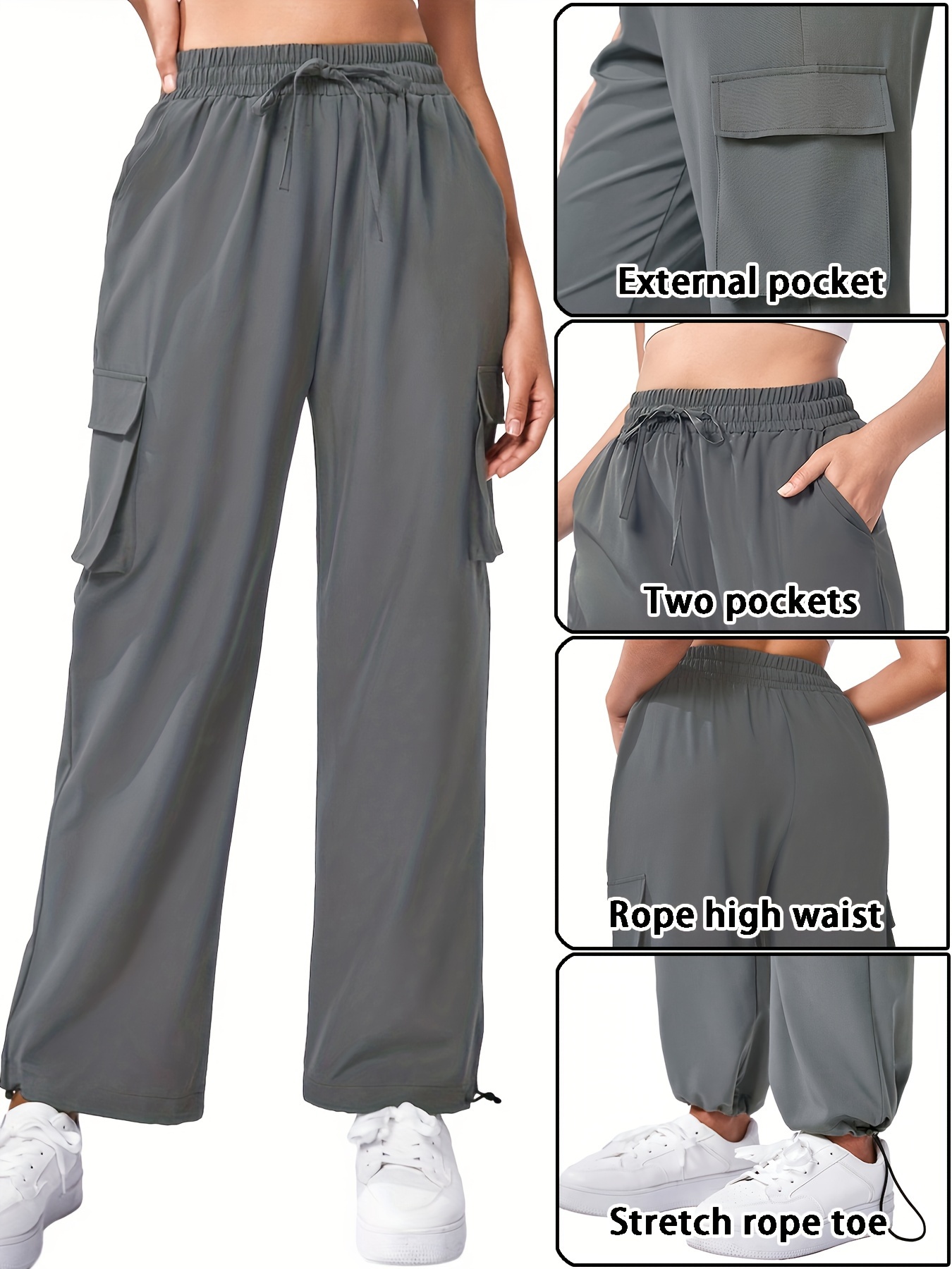 Pantalones capri de yoga para mujer, de secado rápido, cintura alta, para  senderismo, ligeros, con cordón ajustable, para exteriores