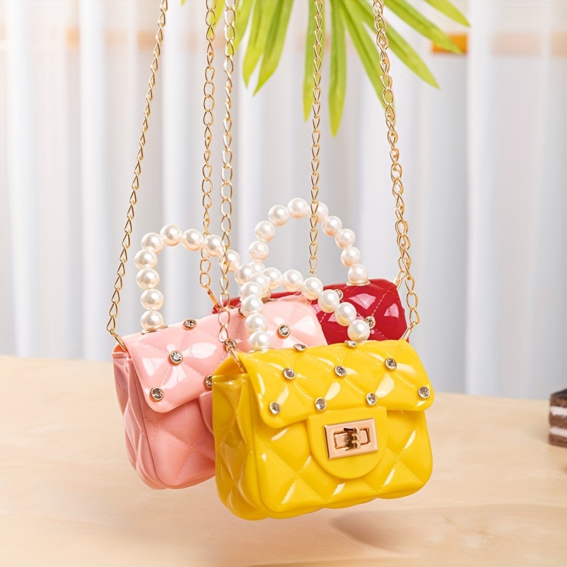 Sweet Princess Small Shoulder Bags Pearl Handle Children's Chain