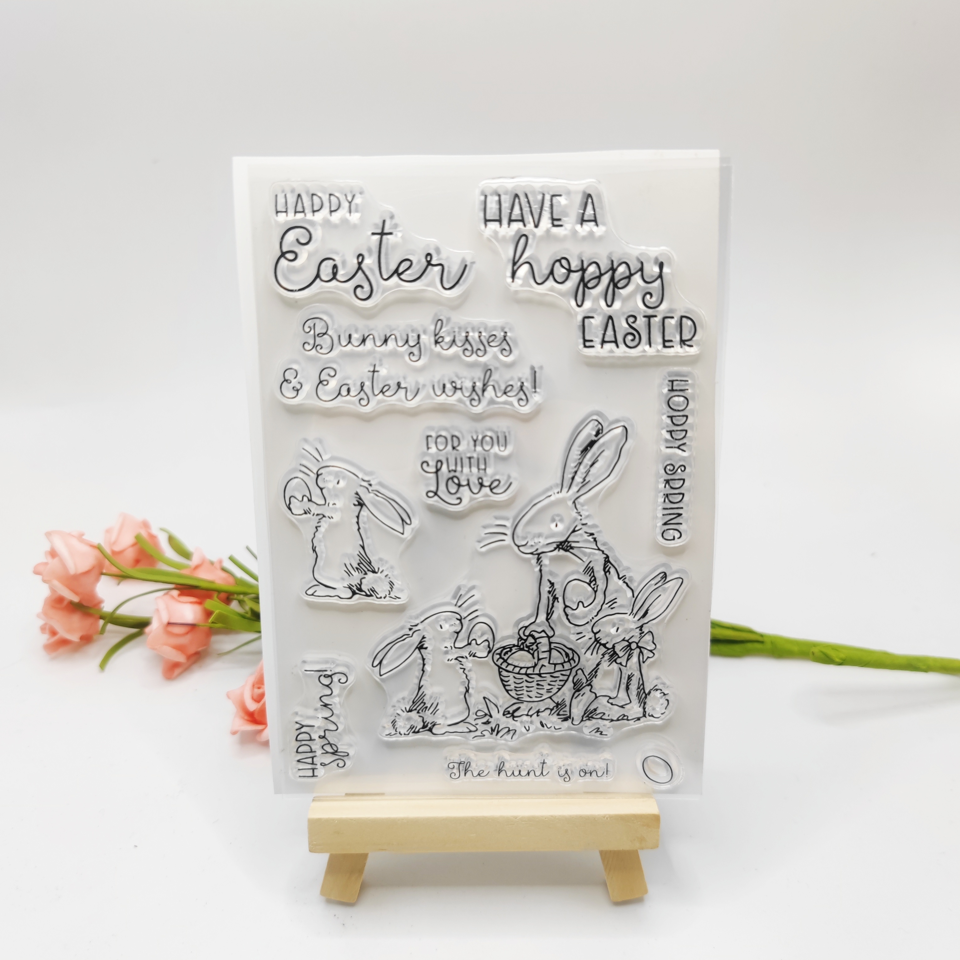 Easter Rabbit Background Clear Stamps for Card Making Decoration and  Scrapbooking Supplies, Animals Flowers Rose Transparent Rubber Stamps for  Easter Day Paper Card Photo Album Crafting Supplies Flower Rabbit
