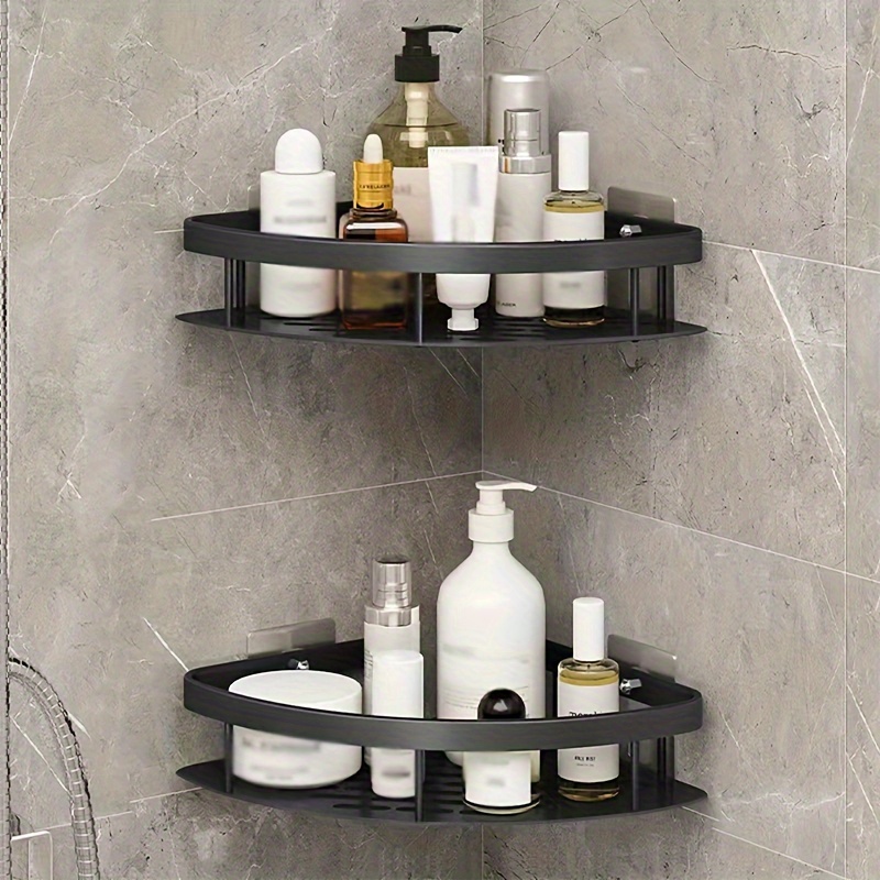 2pcs Bathroom Corner Shelf, Triangle Wall Shower Caddy, Waterproof &  Rustproof, Adhesive Storage Organizer For Shampoo, Conditioner, Soap,  Aluminum Alloy, Multifunctional