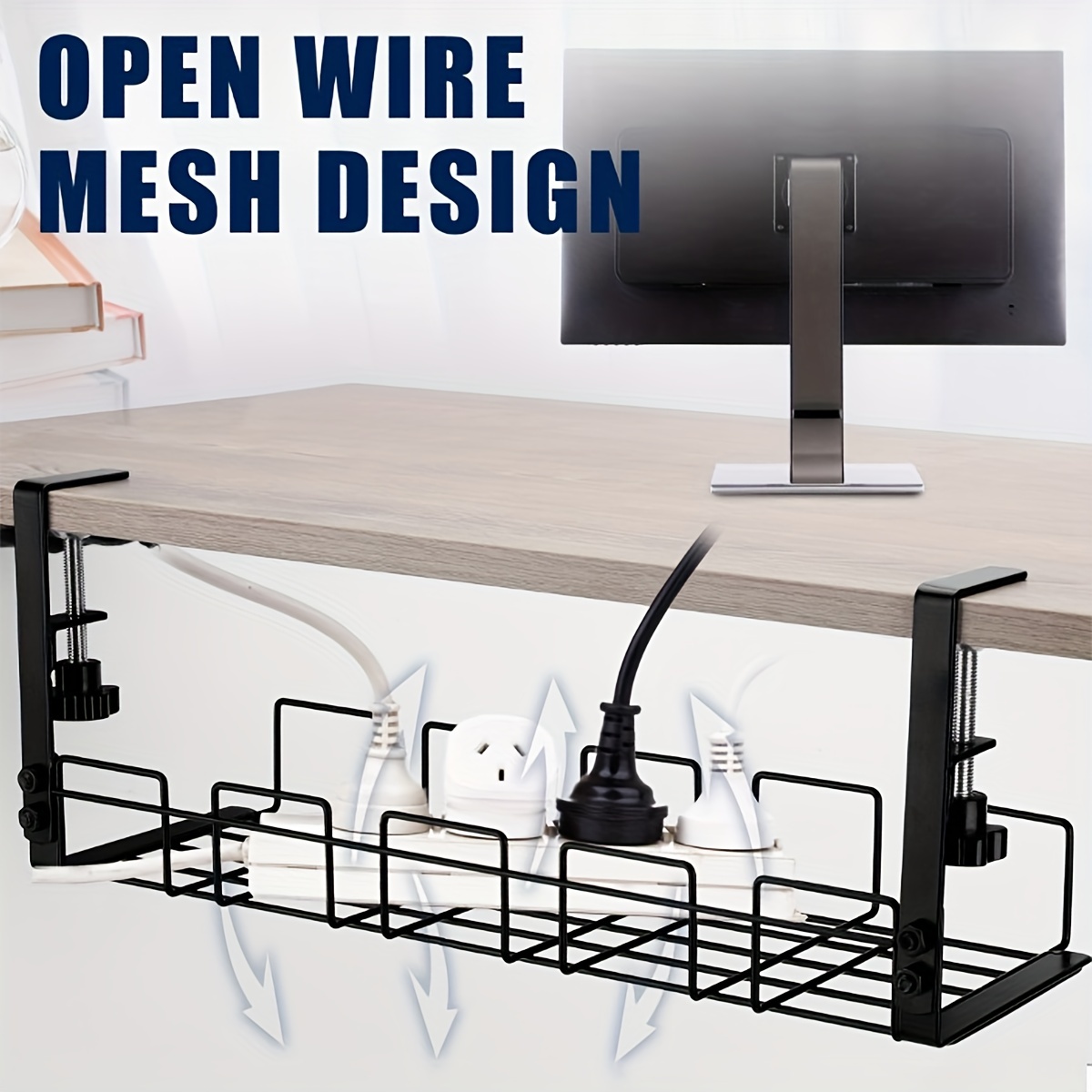  Simple Cord - Organizador de cables de escritorio, ranura  abierta de 32 pulgadas para sujetar cables, cables o cables en escritorios,  organización de cables de oficina (paquete de 2) (5582703058) negro :  Electrónica