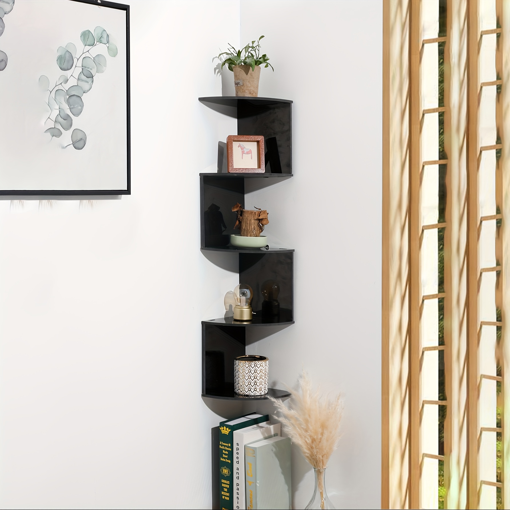 5-Tier / 6-Tier Corner Shelf, Small Corner Bookshelf Storage Rack