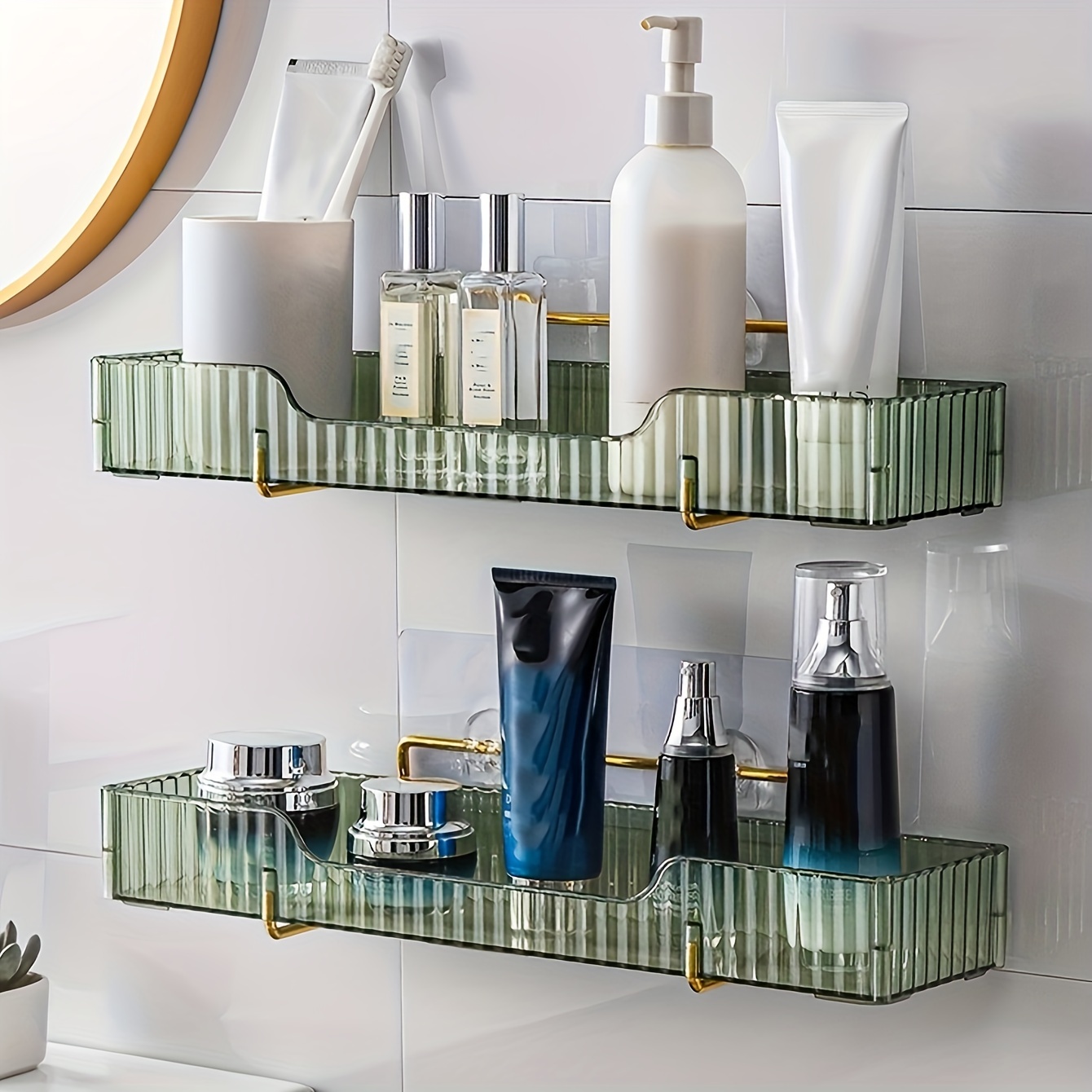 RnemiTe-amo Deals！Bathroom Shelf Wall Mounted, Floating Shelves, Adhesive  Shelf,Adhesive Display Shelf For Living Room Bedroom Bathroom Kitchen