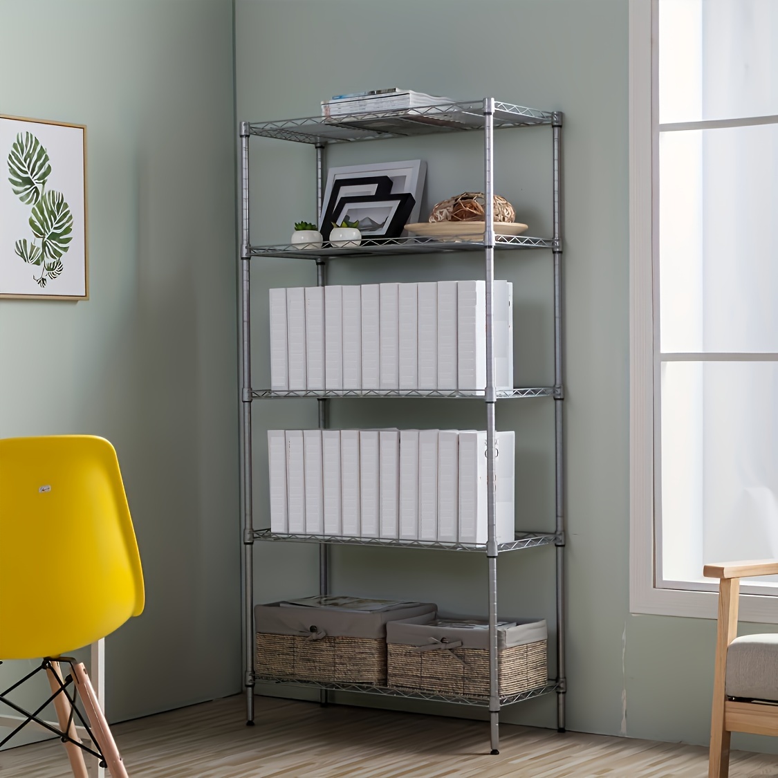Buy 5 Tier Metal Storage Rack Foldable Shelf Kitchen Organizer Bedroom  Shelves Rolling Cart Online - Shop Home & Garden on Carrefour UAE