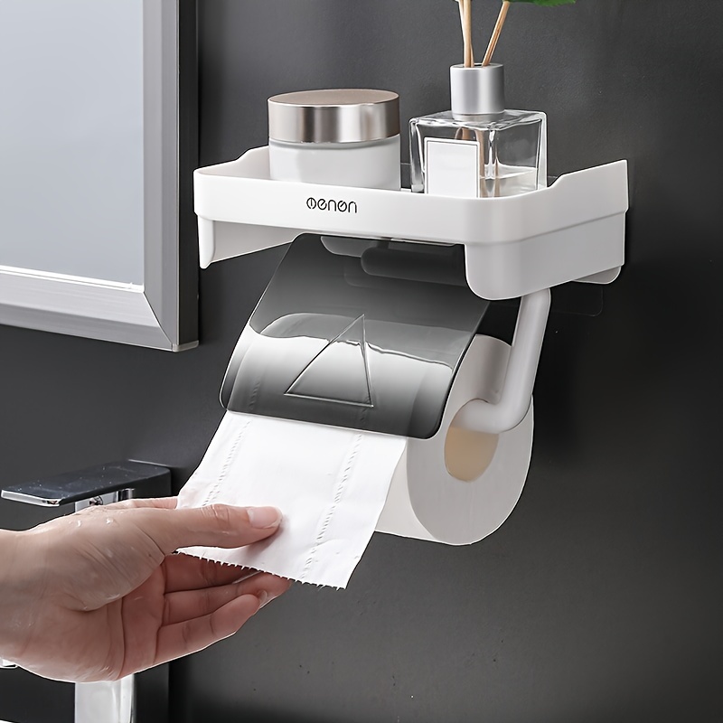 Adjustable Toilet Paper Holder Self-Adhesive Kitchen Toilet Roll Holder Wc Paper  Towel Plastic Rack For Bathroom Tissue Storage