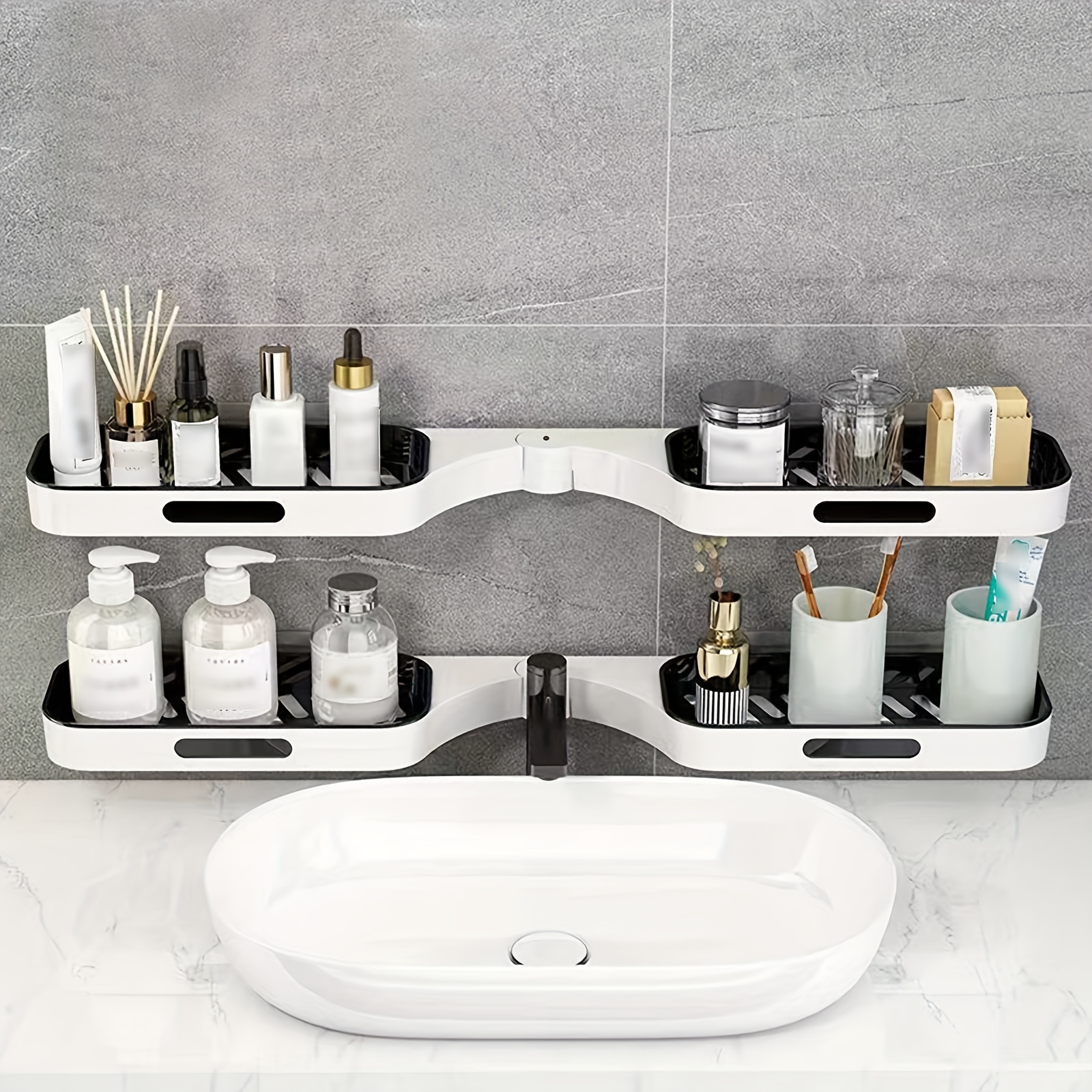 1pc Sink Top Storage Shelf, Washbasin Organizer, Cosmetic Storage