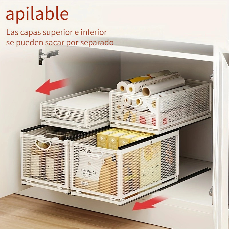Organizador de gabinete extraíble, estantes extraíbles de armario de cierre  suave, cajones extraíbles de madera para armarios de cocina, cajones de –  Yaxa Colombia