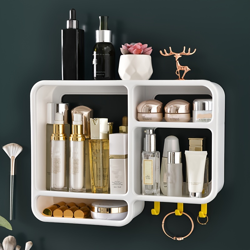 1pc Multifunctional Adhesive Wall Mounted, No Need To Drill, Storage Box  Shelf, Suitable For Bathroom Cosmetics And Dormitory Supplies, Door  Organizer Basket