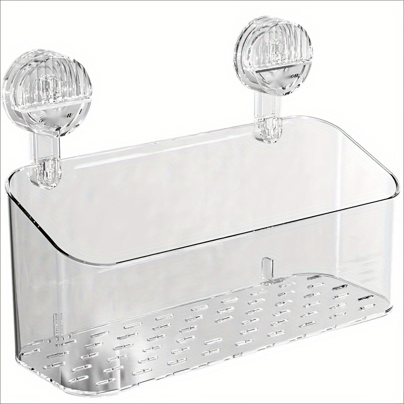 Shower Caddy, Suction Cup Shower Organizer Bathroom Removable Shower Basket  Strong Suction Shower Shelf, Clear White L