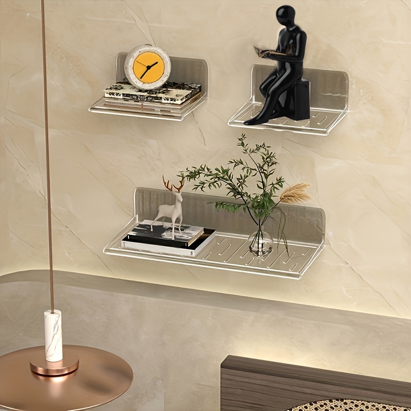 Danpoo Adhesive Floating Shelves for Wall Storage, Metal Wall Shelves,  Small Bathroom Shelves Wall Mount, 8 Mini Display Shelves for