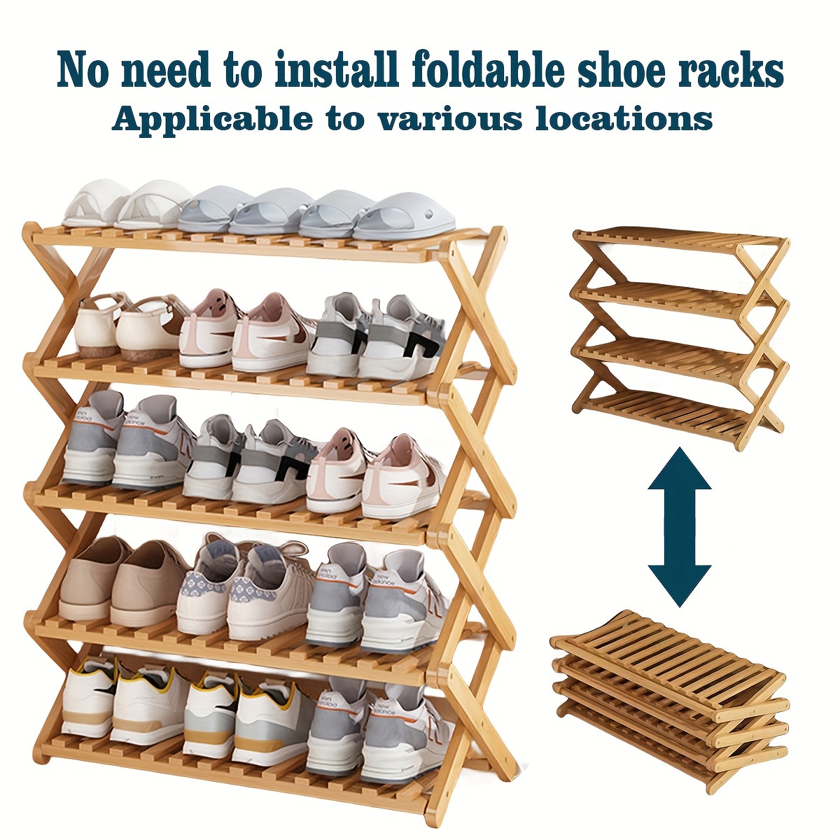 Meerveil Scarpiera per scarpe, scarpiere, idee per riporre scarpe, in  plastica pieghevole con 6 ripiani, organizer modulare per scarpe  salvaspazio