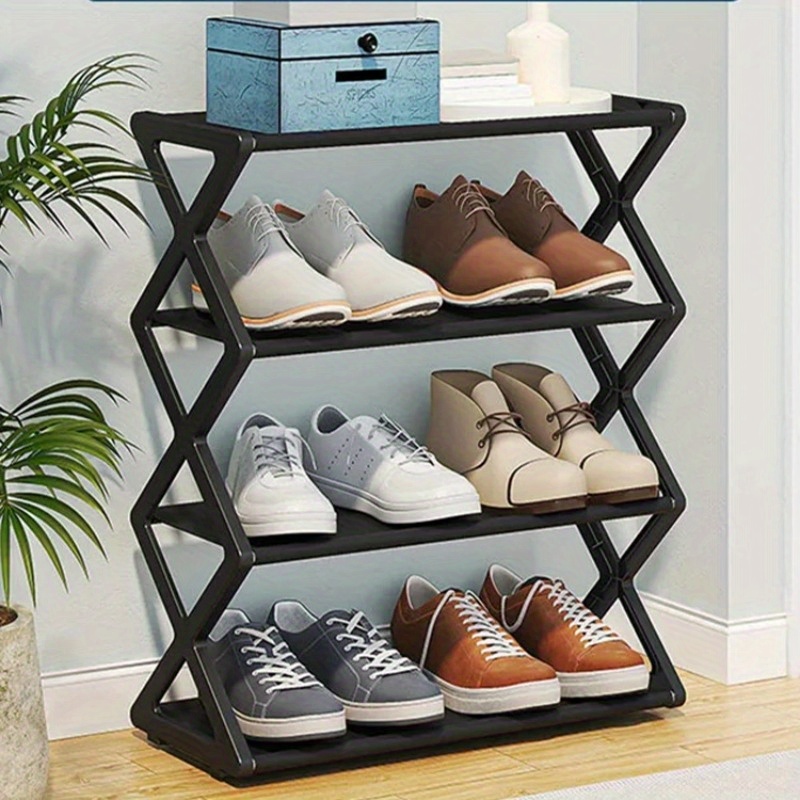 LANTEFUL Zapatero organizador de zapatos de 8 niveles, 32 pares,  almacenamiento portátil de zapatos, estante de plástico resistente para  zapatos negro